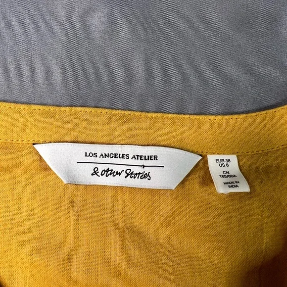& Other Stories Los Angeles Atelier Viscose Blouse Honey Mustard Size 8 - Picture 2 of 6